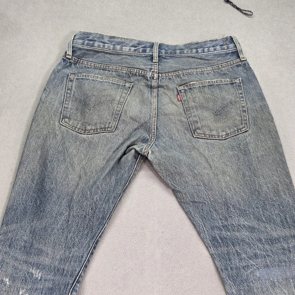 Levis 501 Jeans Mens Selvedge Straight Button Fly Distressed Fits‎ 30x27